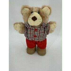 VINTAGE 1986 Boone Furskin 7" Teddy Bear Plush Stuffed Animal Rubber Boots